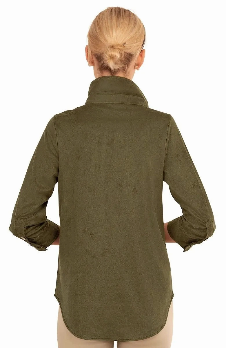 Gretchen Scott Ultra Suede Pop Over Top - Olive