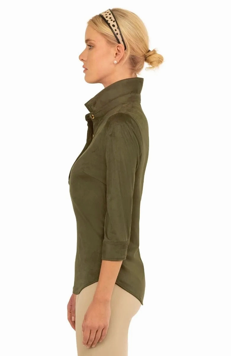 Gretchen Scott Ultra Suede Pop Over Top - Olive