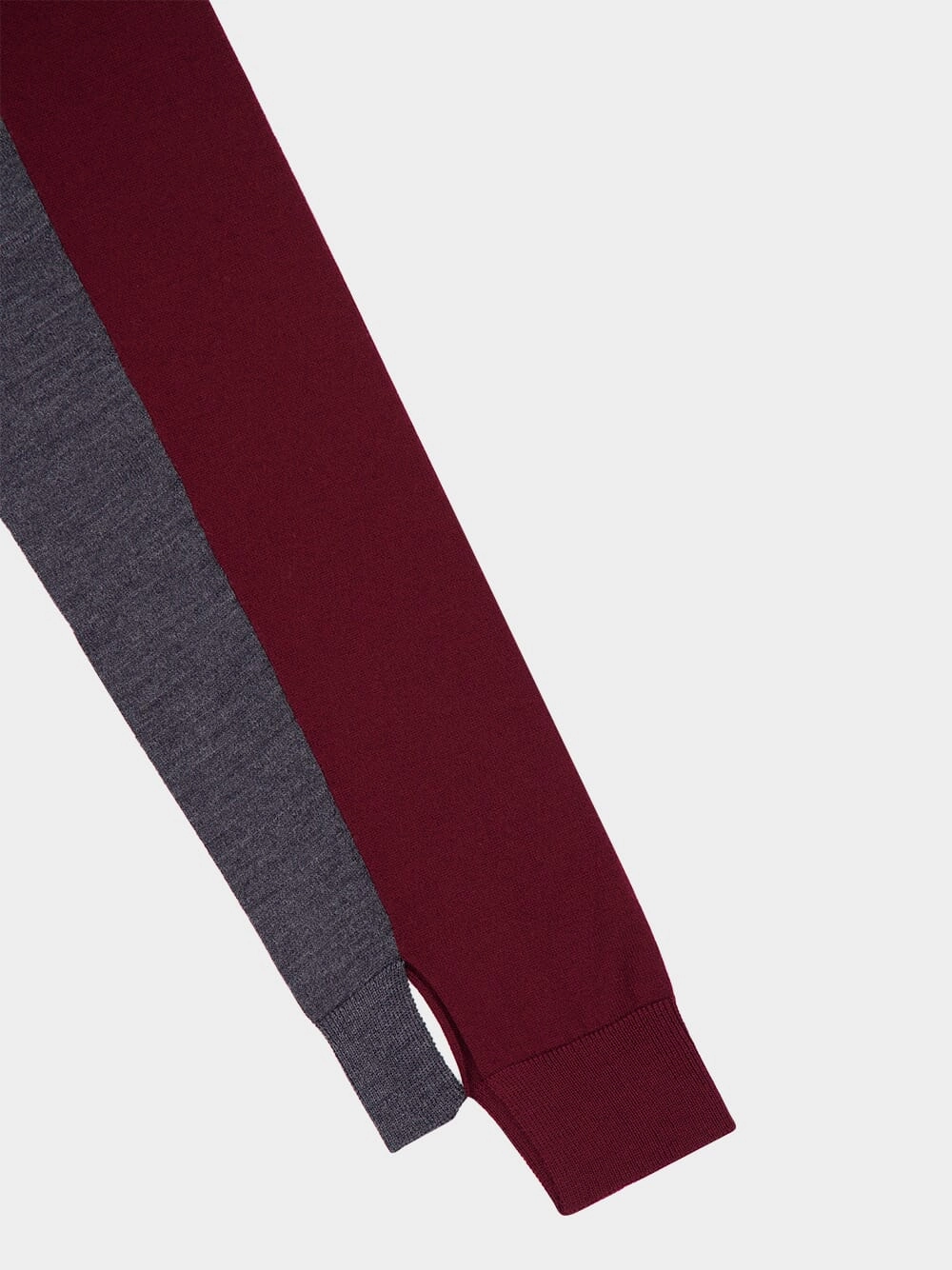 Grey and Bordeaux Cropped Wool Cardigan