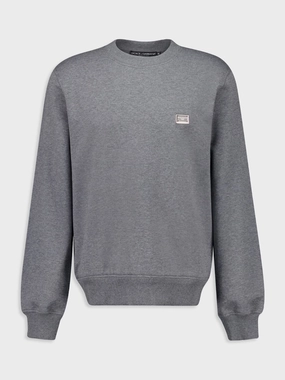 Grey Cotton Sweatshirt with Branded Tag Tops Mens - thermal tops
