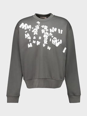 Grey Cotton Sweatshirt with Marni Caos Logo Tops Mens - thermal tops
