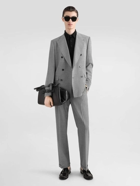 Grey Double-Breasted Houndstooth Wool Jacket Suits Mens - men's suits outlet