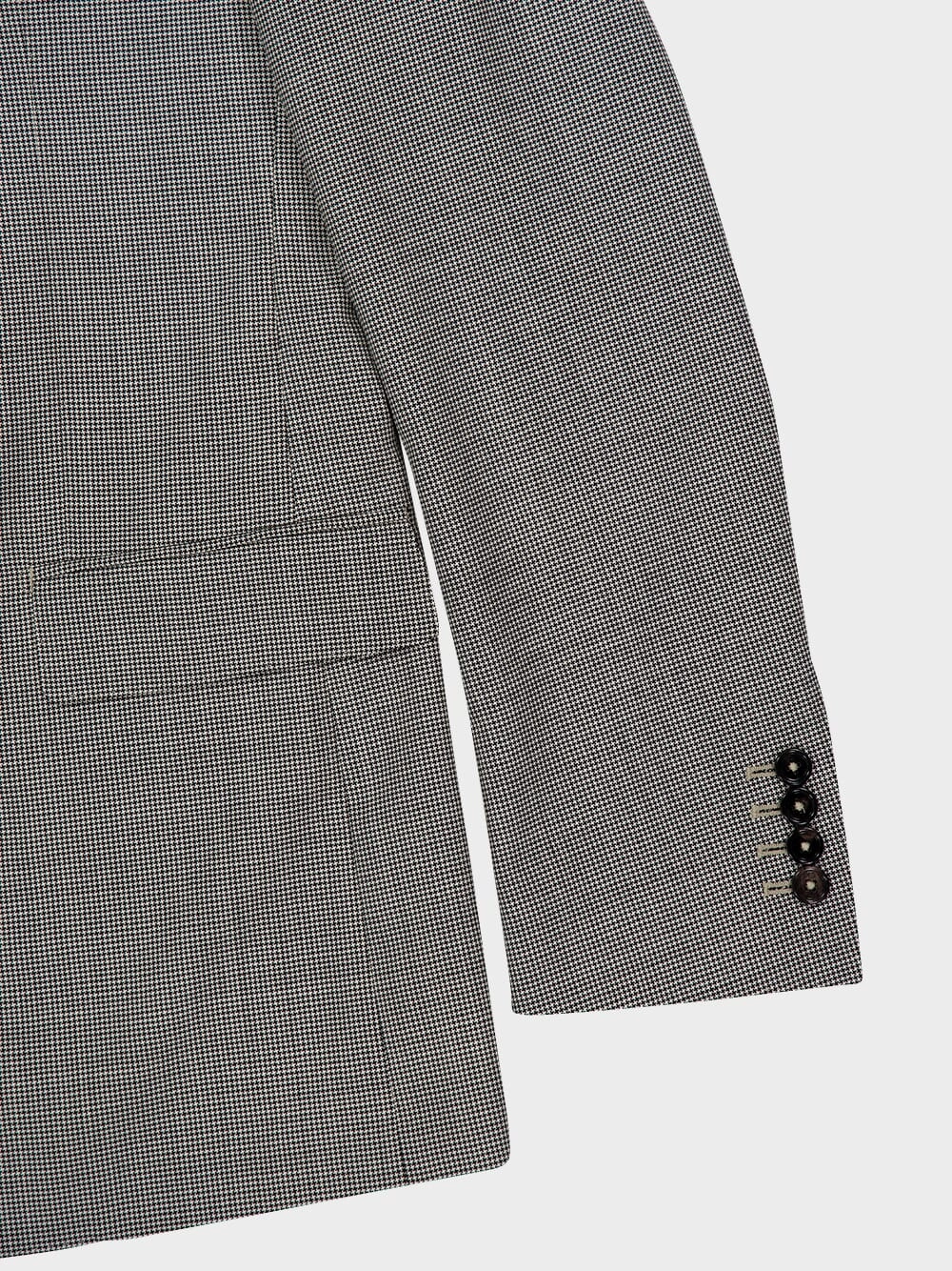 Grey Double-Breasted Houndstooth Wool Jacket