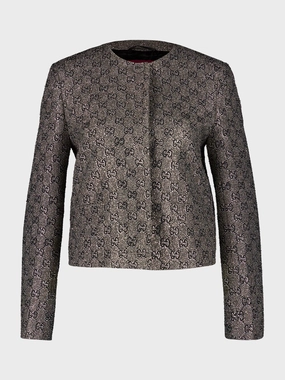 Grey Embroidered GG Wool Tweed Jacket Knitwear Womens - women's knitwear cheap