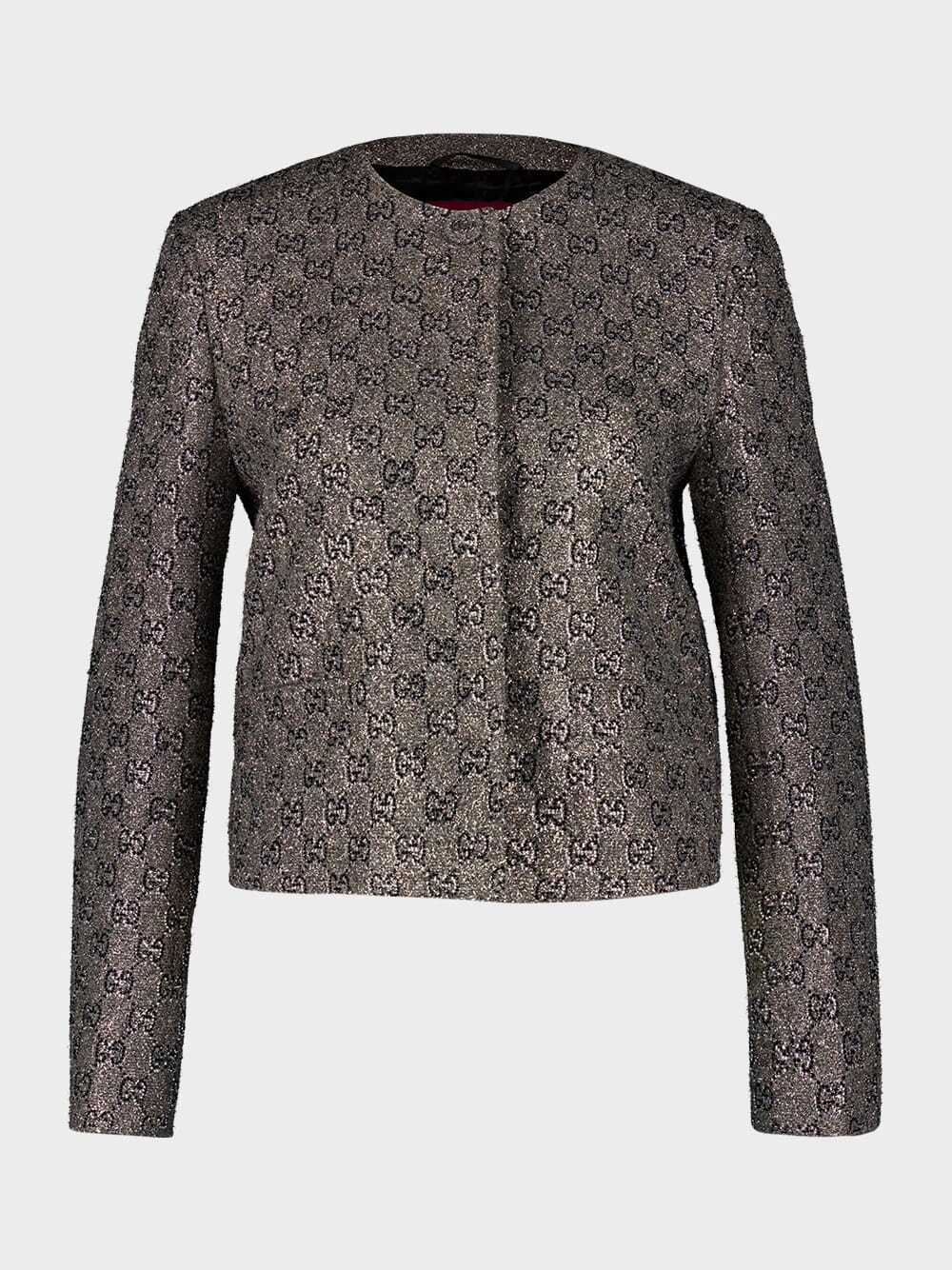 Grey Embroidered GG Wool Tweed Jacket Knitwear Womens - women's knitwear cheap