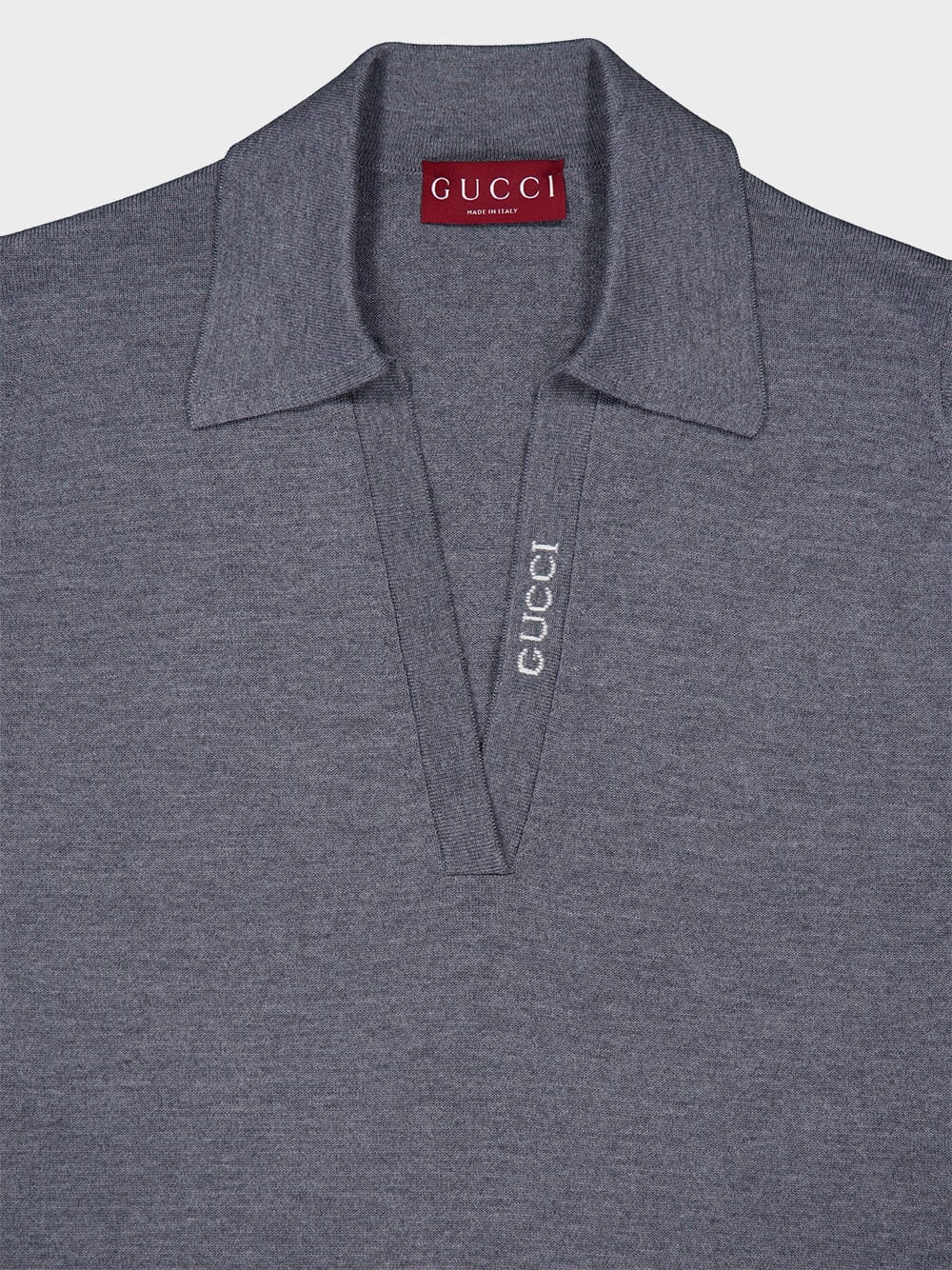 Grey Extra Fine Wool Polo Top