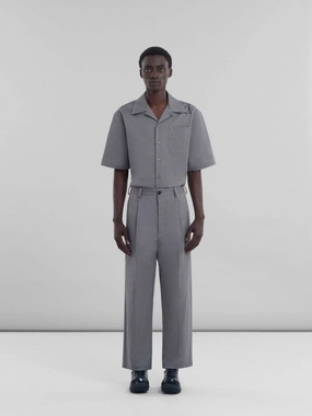 Grey Gabardine Classic Trousers Suits Mens - men's suits outlet