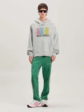Grey Hooded Sweatshirt with Crossroads Bears Print Tops Mens - thermal tops