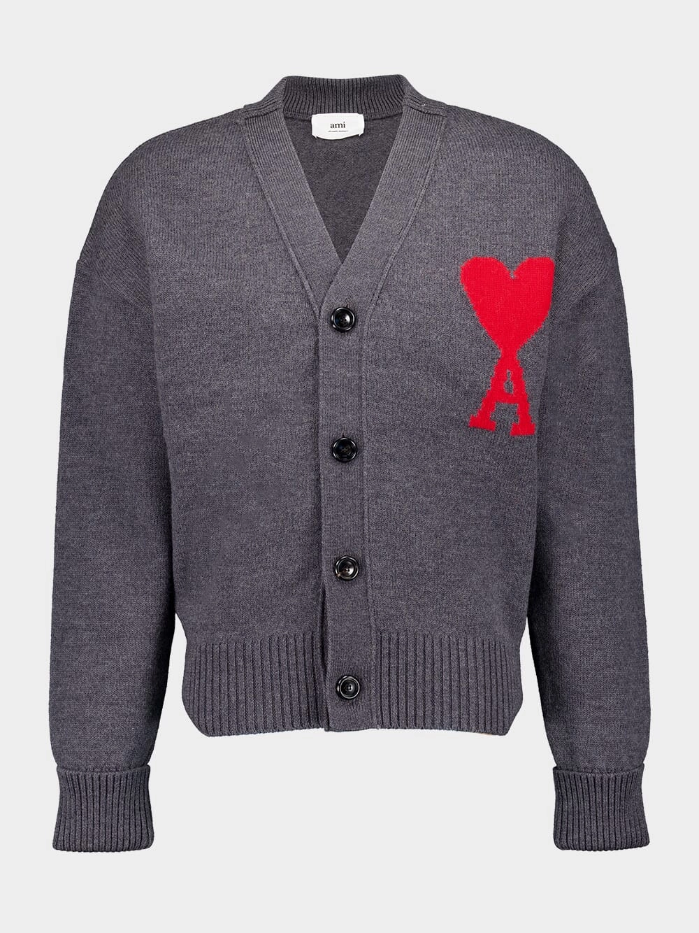 Grey Logo-Intarsia Wool Cardigan Knitwear Mens - men's sweaters sale