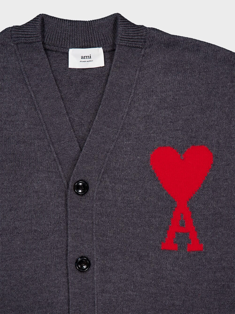 Grey Logo-Intarsia Wool Cardigan