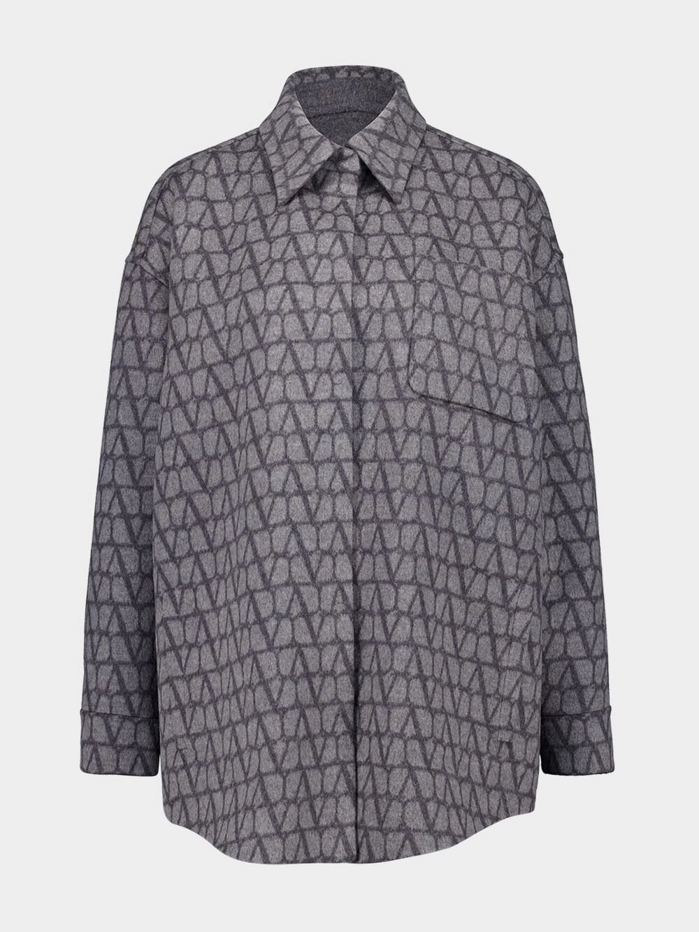 Grey Long-Sleeve Toile Iconographe Wool Shirt Knitwear Womens - women's knitwear cheap