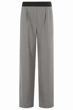 Grey Melange Stretch Wool Pants womens bike shorts cheap