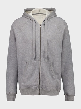 Grey Organic Cotton Zipped Hooded Sweatshirt Tops Mens - thermal tops