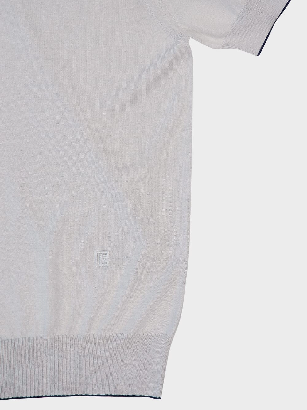 Grey Polo Regular Fit Cotton Silk Knit