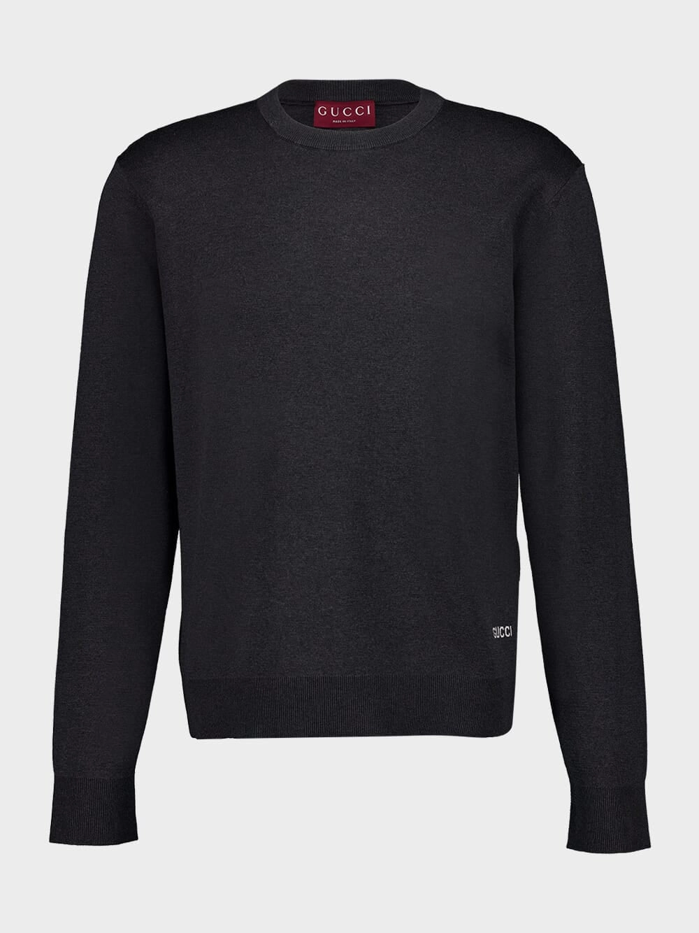 Grey Silk Cotton Crewneck Jumper Knitwear Mens - men's sweaters sale