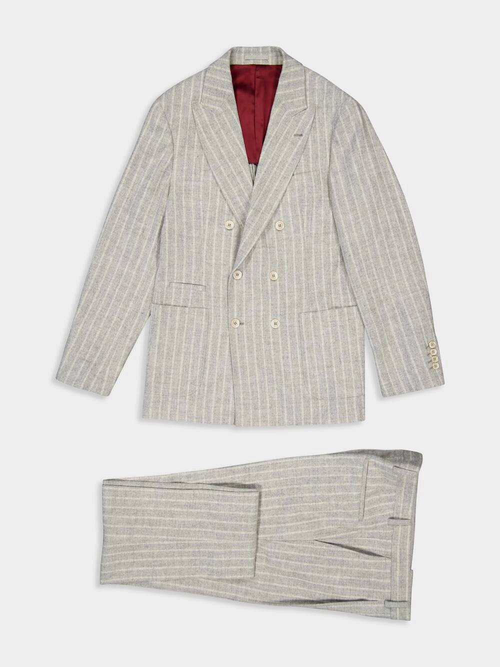 Grey Striped Alpaca Wool-Blend Suit