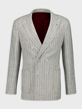 Grey Striped Alpaca Wool-Blend Suit Suits Mens - men's suits outlet