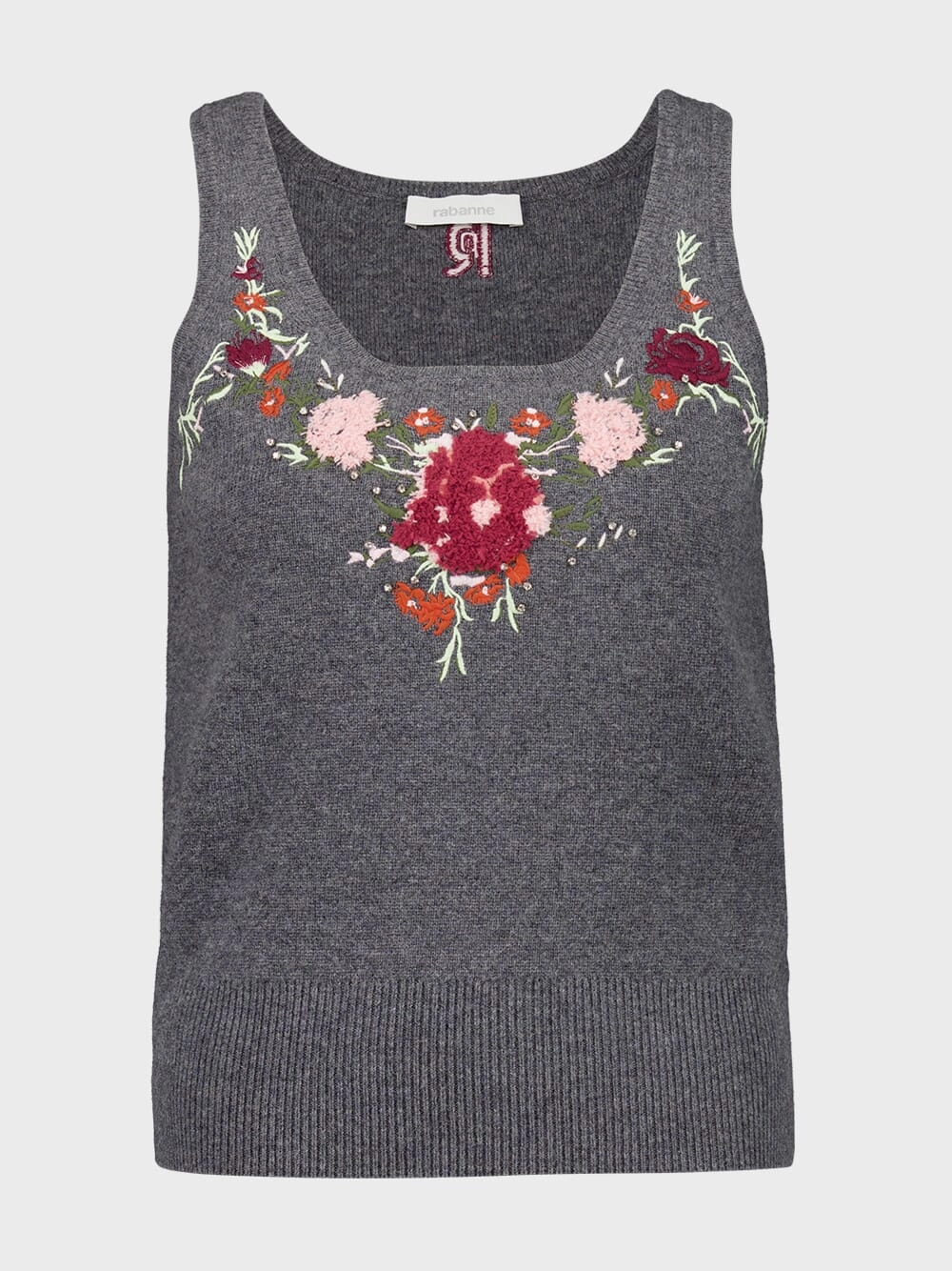 Grey Wool Cashmere Floral Embroidered Cardigan Knitwear Womens - women's knitwear cheap