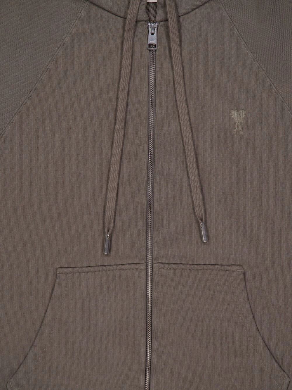 Grey Zip-Up Sweatshirt with Tonal Patch