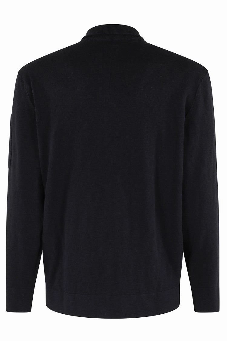 Half-Zip Knit Sweater With Lens Detail