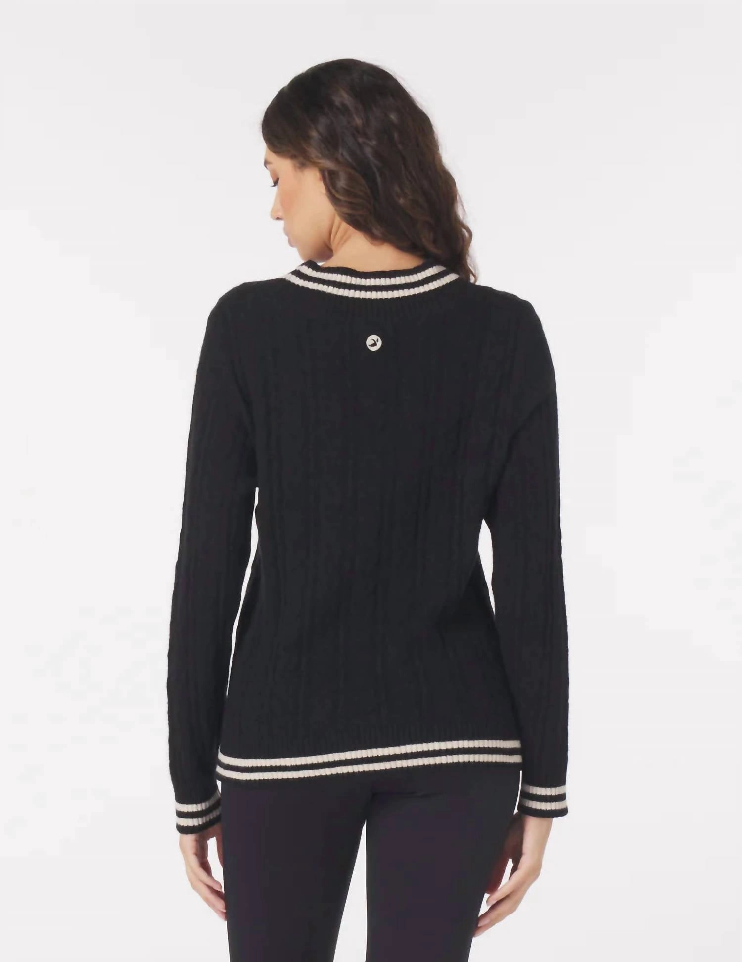 Hanalei Cable Knit Sweater In Black/oatmilk