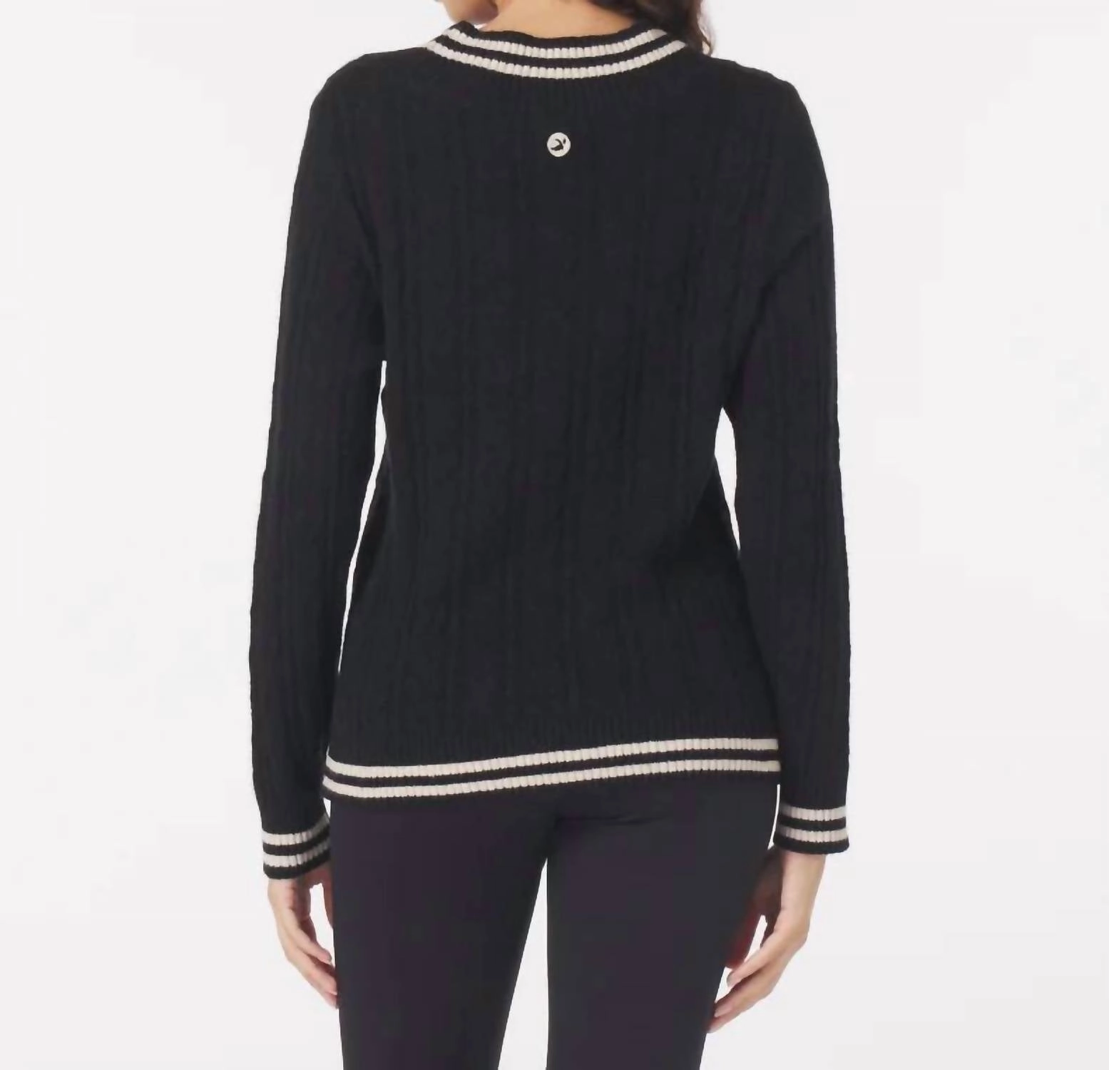 Hanalei Cable Knit Sweater In Black/oatmilk