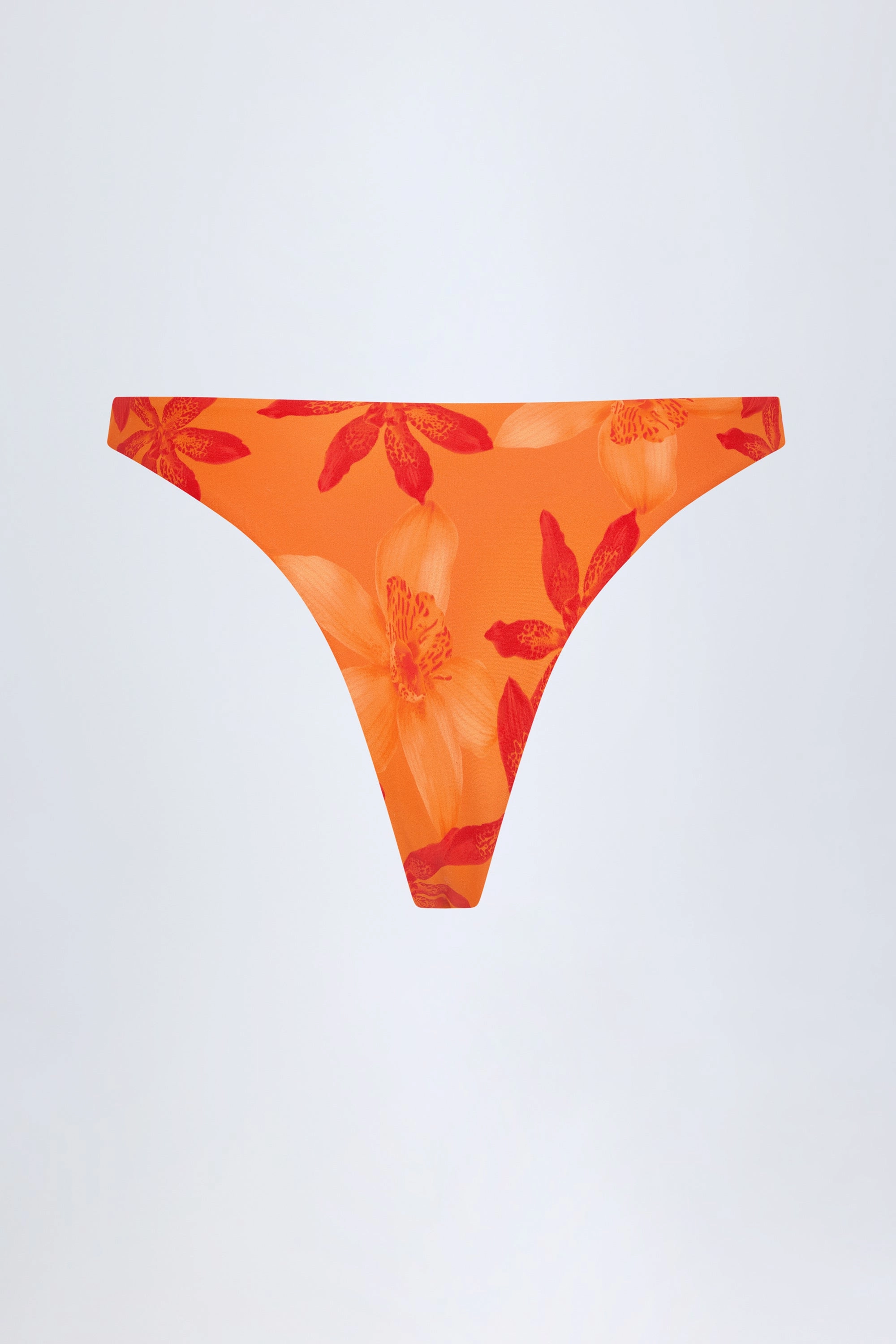 Hardware-Detail Cheeky Bikini Bottoms in Orange Orchid Print