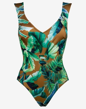 Havana Wide Shoulder One Piece - Tobacco Tropics Swim Womens - crochet bikinis sale