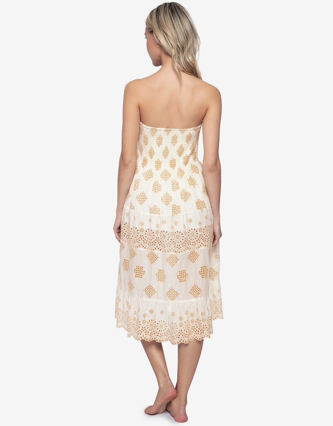 Haven Evie Smocked Cover Up - White/Gold