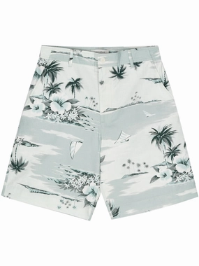 Hawaiian Landscape-Print Deck Shorts cheap mens pants online