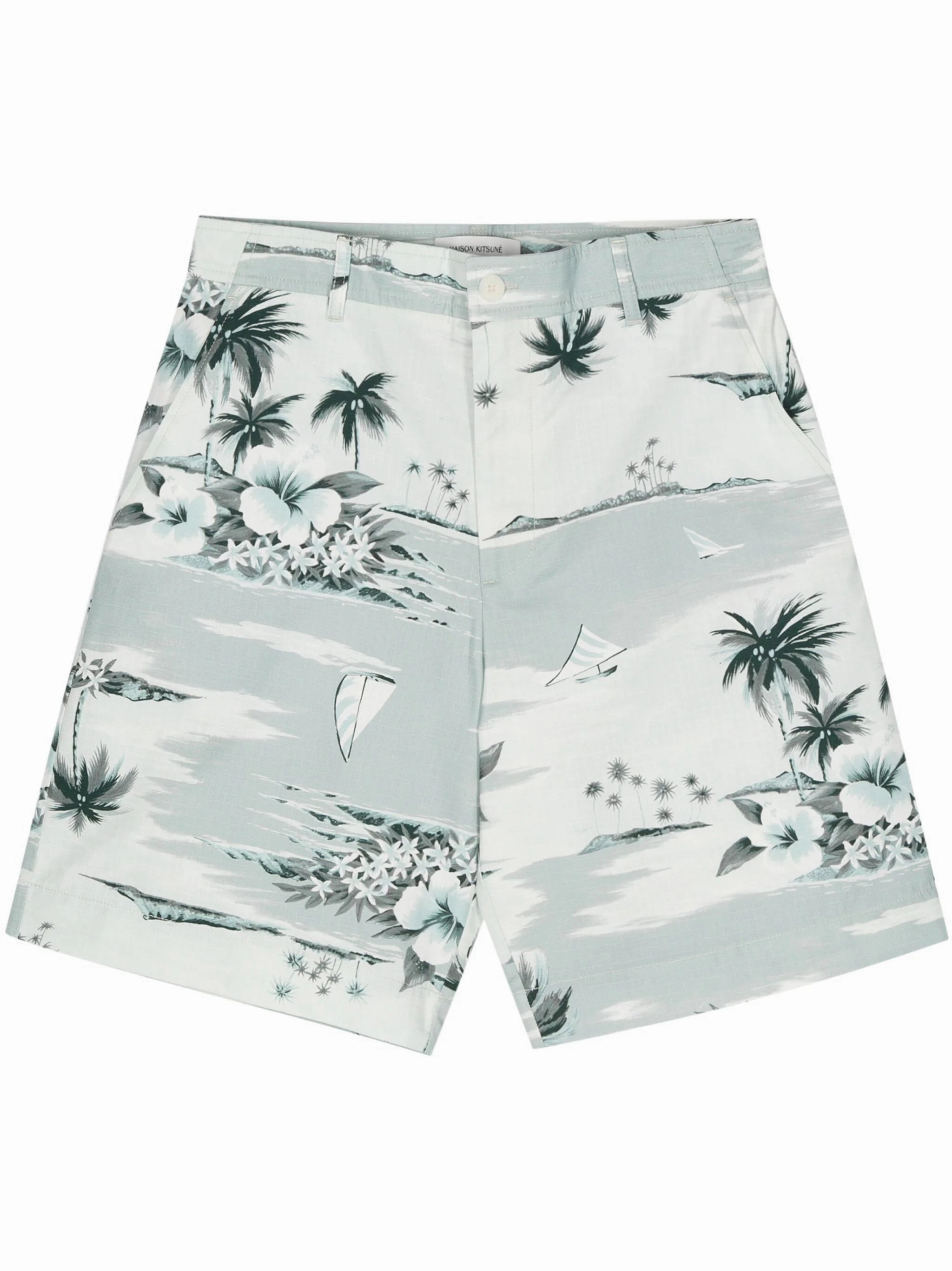 Hawaiian Landscape-Print Deck Shorts cheap mens pants online
