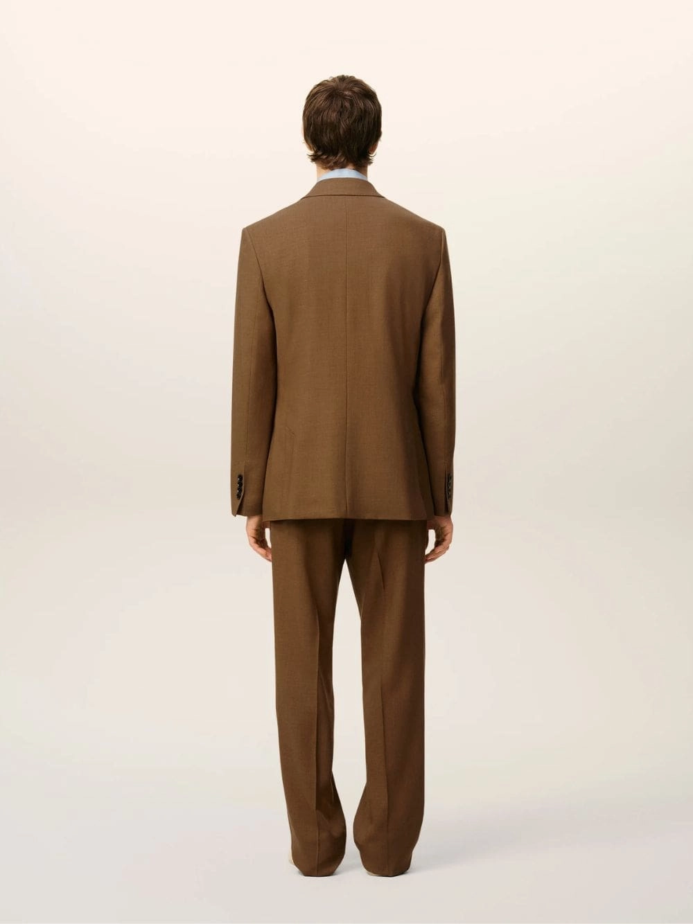 Hazelnut Wool Double-Breasted Twill Jacket