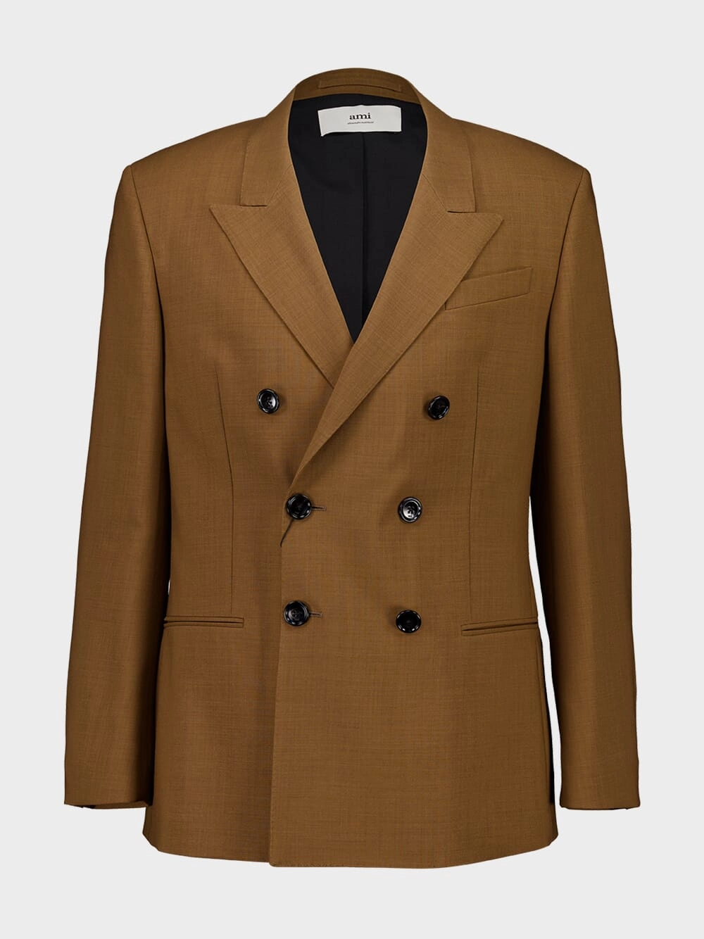 Hazelnut Wool Double-Breasted Twill Jacket