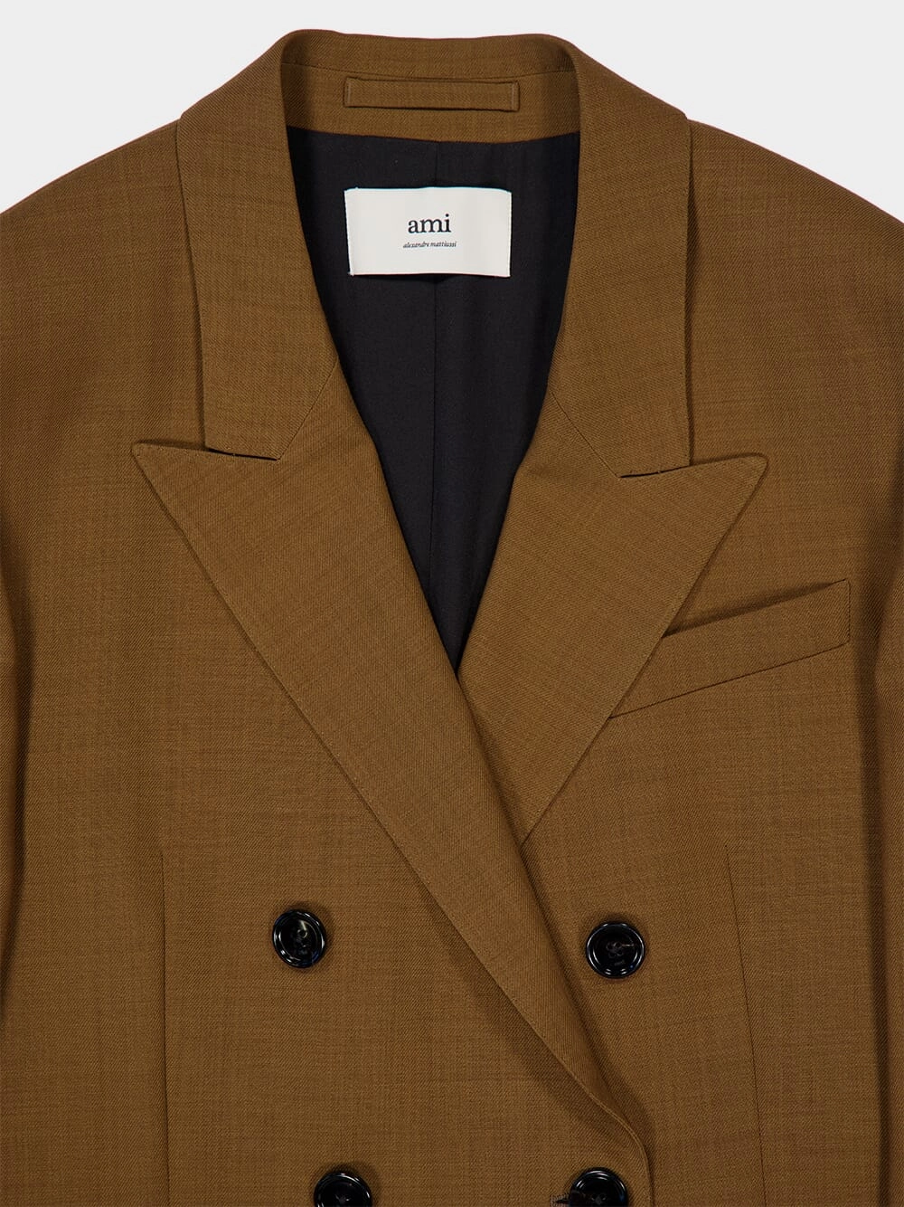 Hazelnut Wool Double-Breasted Twill Jacket