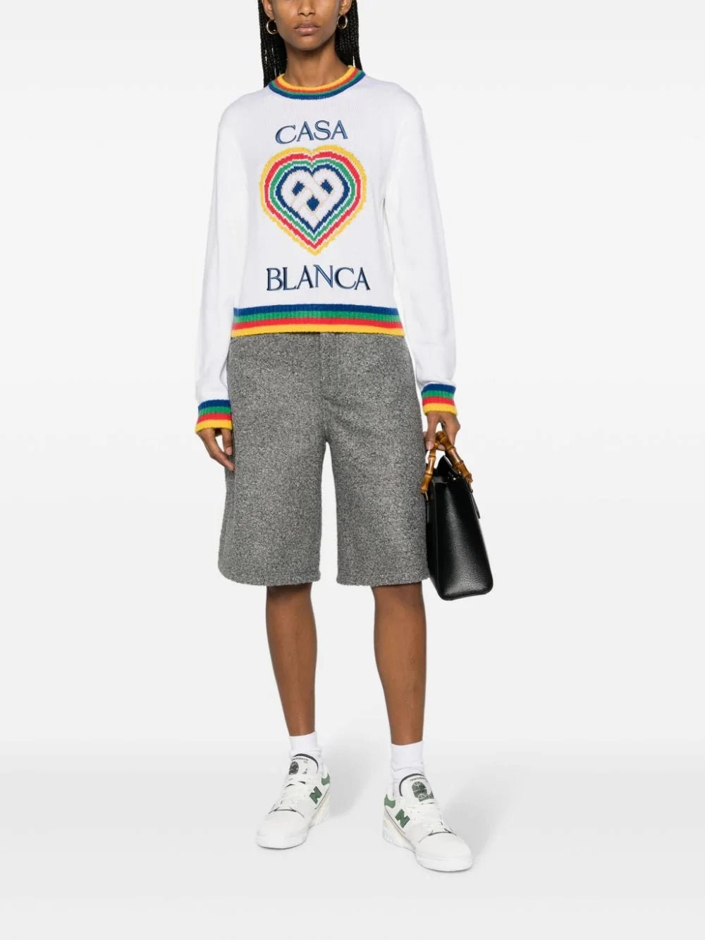 Heart Logo-Intarsia Boucl Jumper