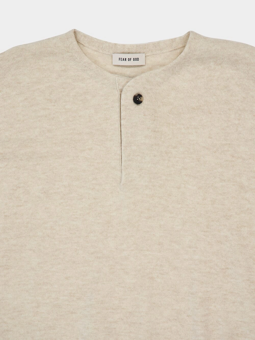 Heather Beige Fine Merino Knit Henley T-Shirt