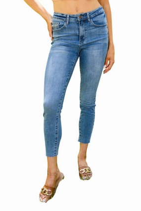 Hi-Waisted Embroidered Pocket Relaxed Jeans In Mid Wash womens peg pants deal