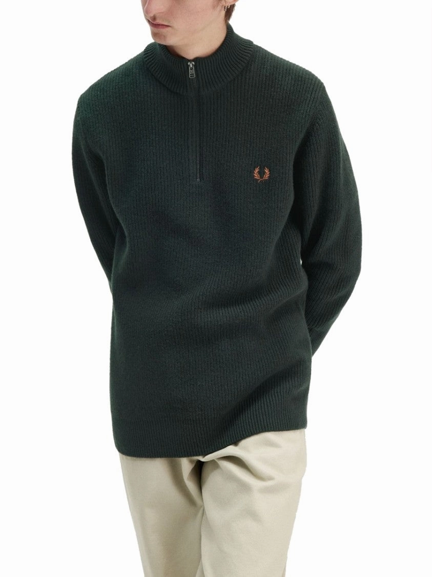 High Collar Zip Closure Sweater