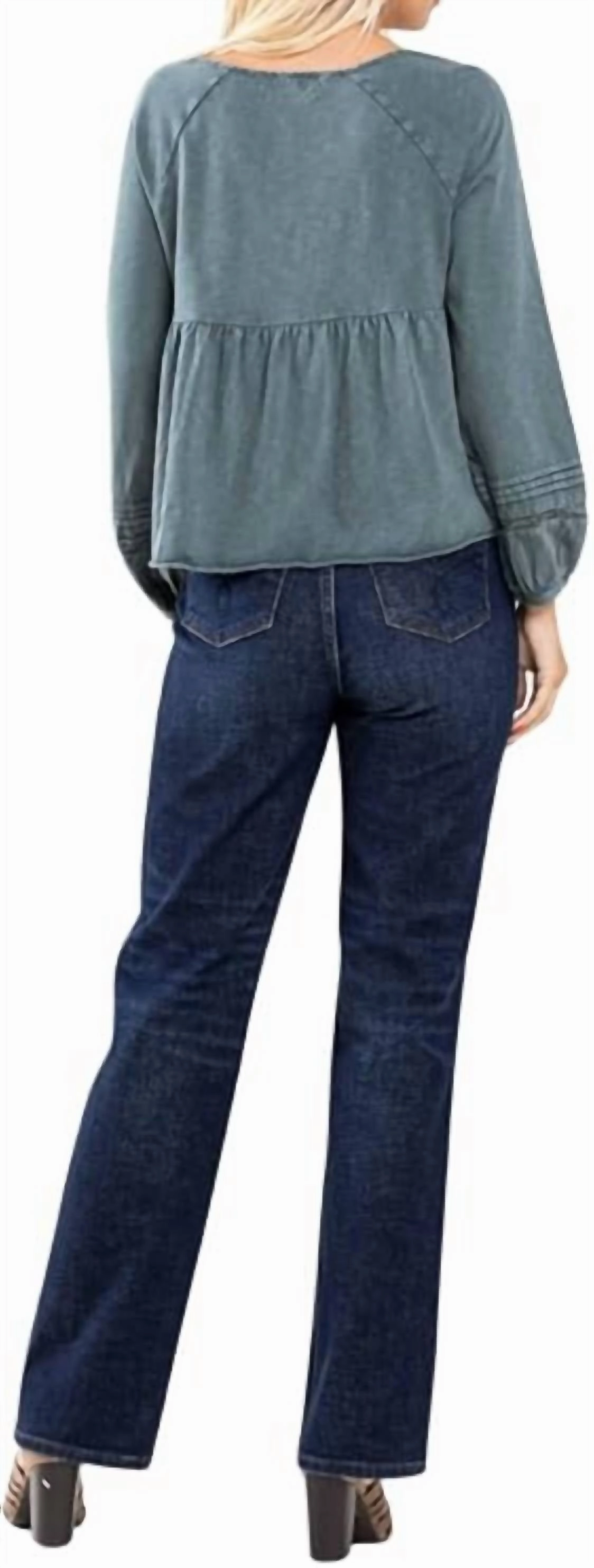 High Rise Button-Fly Straight Jeans In Dark Wash