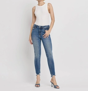 High Rise Distressed Hem Skinny Jean In Instrumental womens dress pants clearance