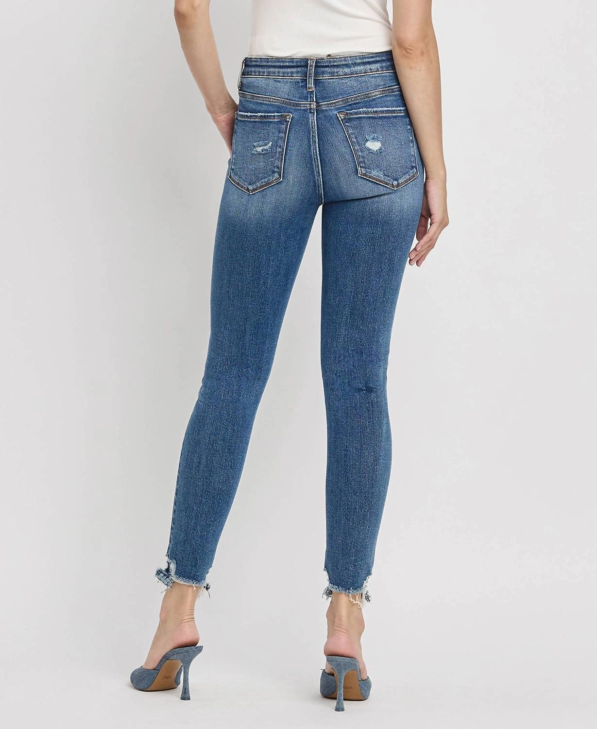 High Rise Distressed Hem Skinny Jean In Instrumental