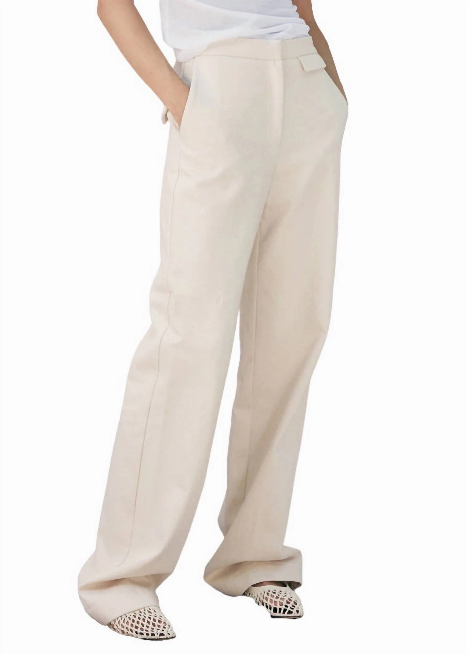 High Rise Slim Pants In Natural