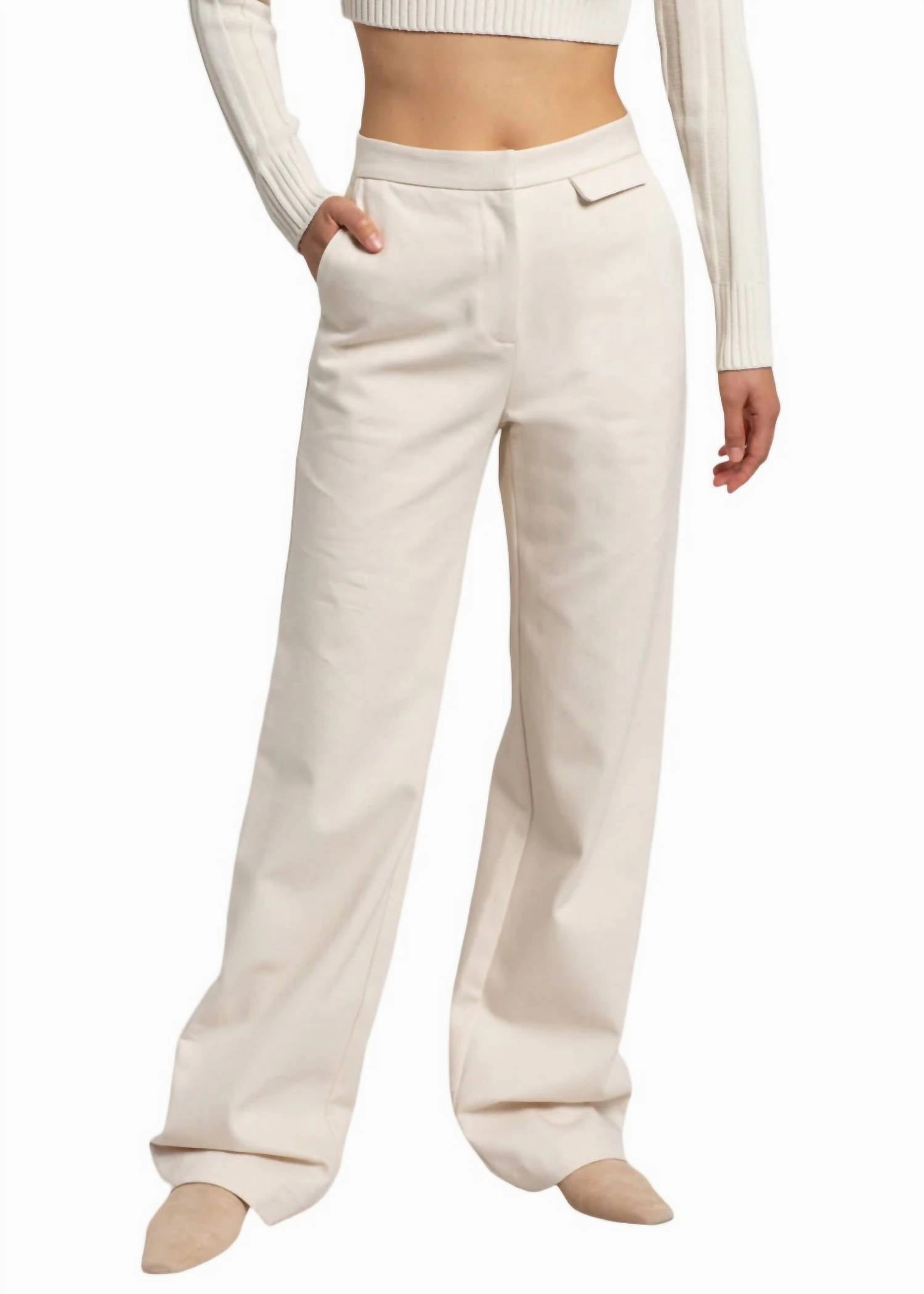High Rise Slim Pants In Natural bottoms for women sale