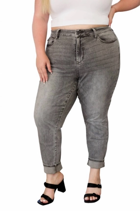 High Rise Stone Wash Slim Jeans In Gray womens peg pants deal