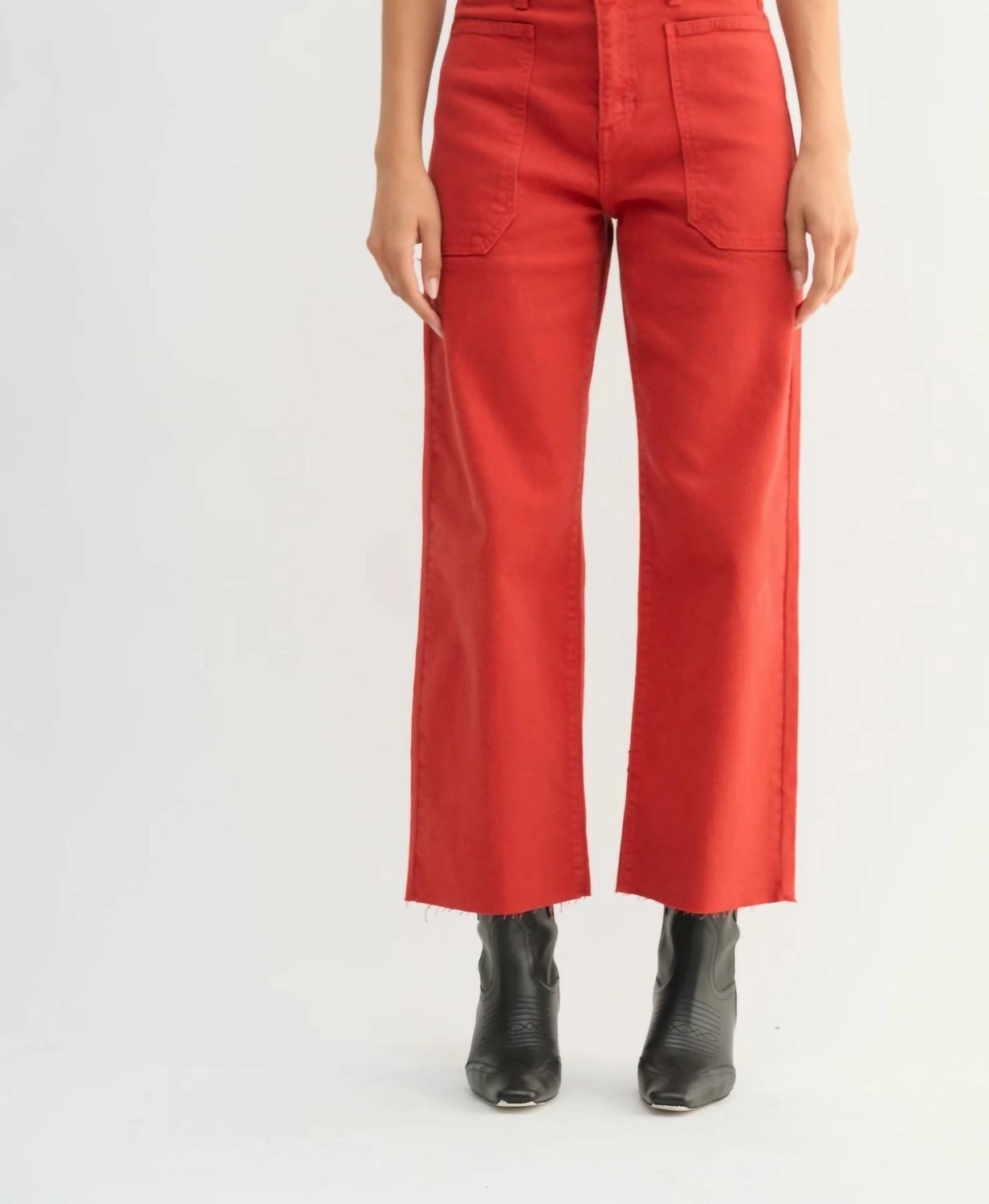 High Rise Utility Wide Leg In Cranberry