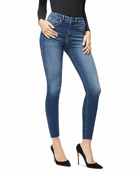 High Waist Crop Raw Edge Jean In Blue Bottoms Womens outlet online store