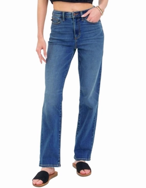 High Waist Straight Jeans In Medium Wash womens dress pants clearance