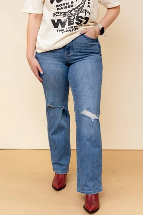 High Waist Straight Leg Jeans In Light Wash womens palazzo pants deal
