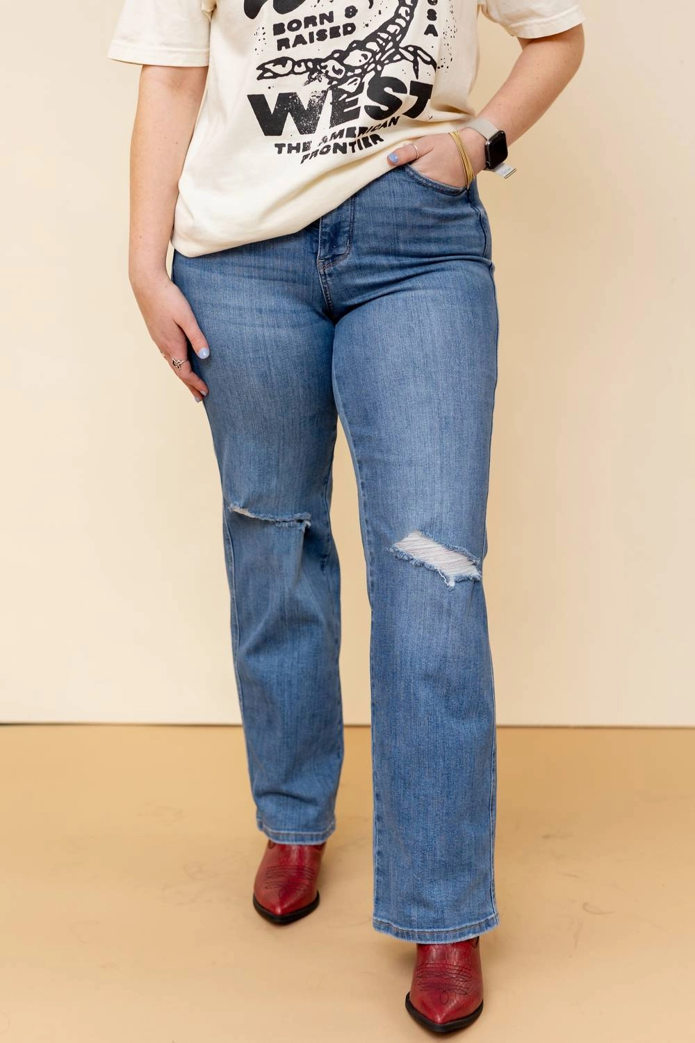High Waist Straight Leg Jeans In Light Wash womens palazzo pants deal