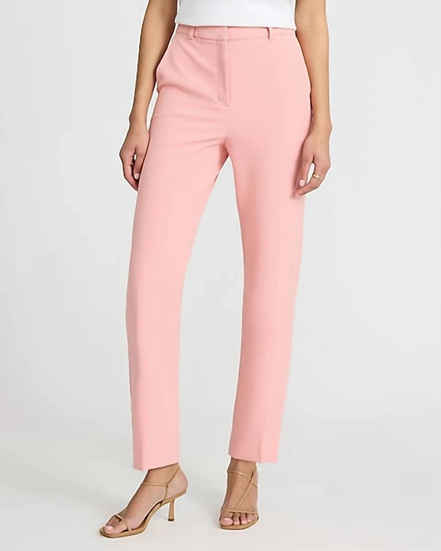 High Waisted Straight Ankle Pant In Pink